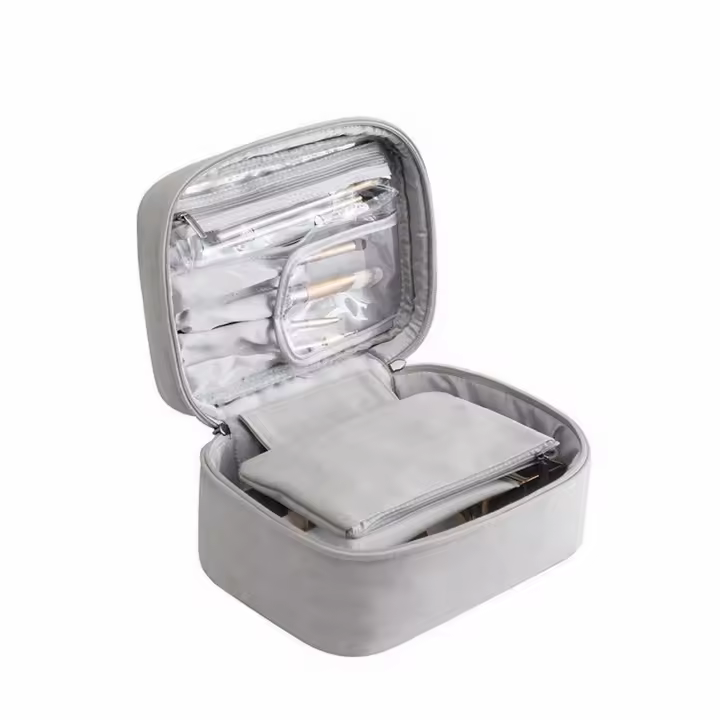 Organizador De Maquillaje Grande Con Brochas Y Bolsa De Viaje Pequeña Caja De Cosméticos Nylon Estilo Casual Cierre De Cremallera - 1