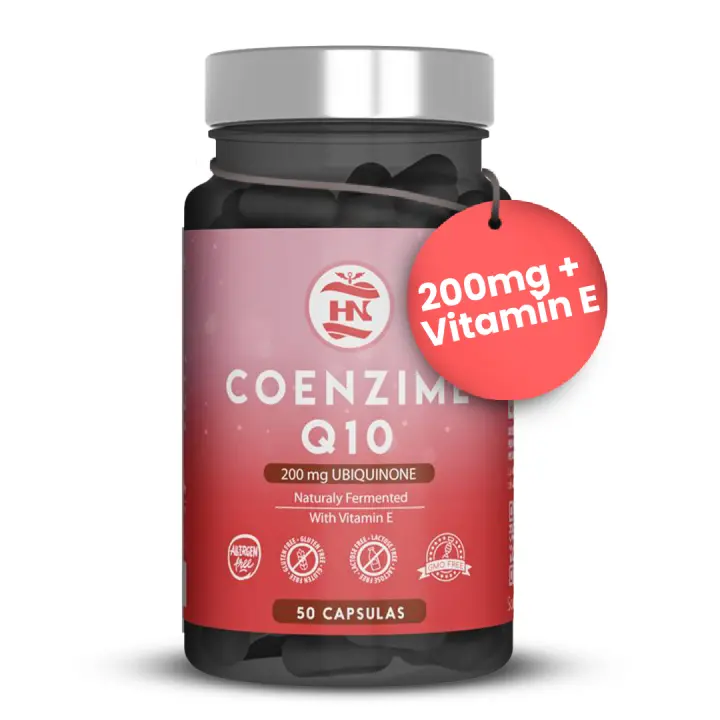 HN - Healthy Nutrition Coenzima Q10 200mg - (50 caps) mejora la Energía y el metabolismo energético, Q10 Coenzima Ubiquinona apoya la Función Muscular y Aumenta el Rendimiento Físico, coq10 con Vitamina E contribuye a la protección de las células - 1