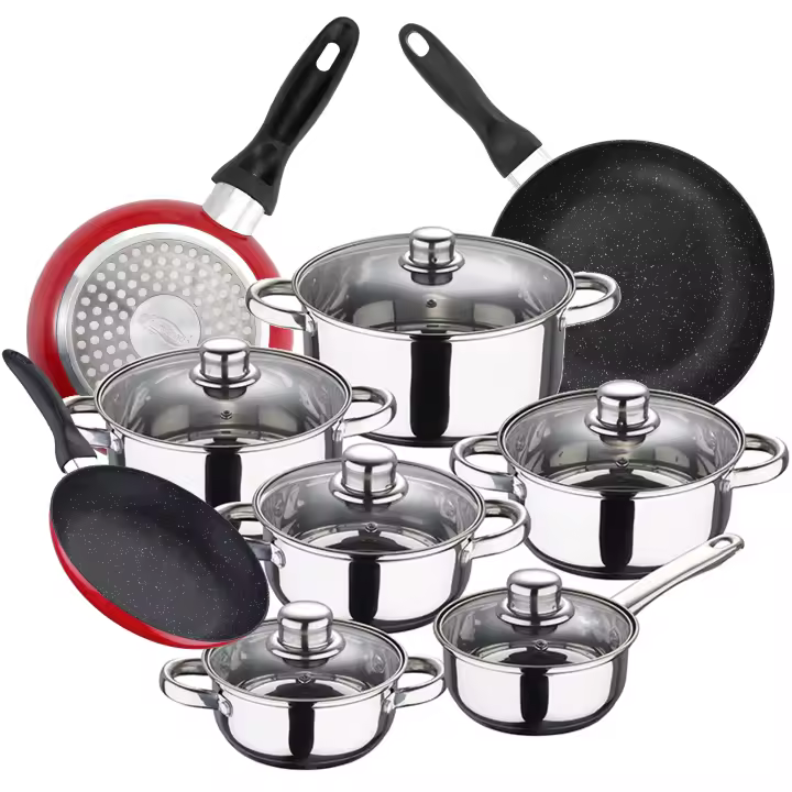 San Ignacio Batería de Cocina 12 Piezas en Acero Inoxidable con Juego de Sartenes - 1