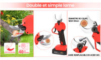 Tijeras de podar eléctricas 750W 40mm con 2 baterías de 36V 2000mAh Tijeras de jardín eléctricas inalámbricas Herramienta de jardín Para podar setos, arbustos, árboles frutales - details 1