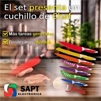 SAPT Set de 7 Cuchillos + 1 Pelador – Cuchillas de Acero Inoxidable – Mango Ergonómico – Diseño Colorido y Moderno – Corte Preciso y Duradero – Fácil de Limpiar – Ideal para Cocina Profesional y Hogar – Regalo Perfecto - details 2