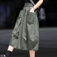 ZANZEA Falda Cargo Larga Para Mujer Estilo Coreano Suelta Con Cintura Elástica Midi Verano 2024 Pleated Skirt Solid Color - details 7