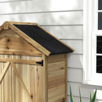 Armaro de Jardín, Caseta de Jardín de Madera de 0.43 m2, Caseta de Jardín con Tejado de asfalto, dos, Balcón con armarario de Jardín con cerradura, Terraza, color natural, 102x54x177 cm - details 4