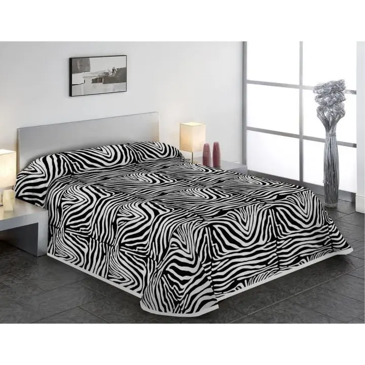 SABANALIA - Colcha estampada Cebra (Disponible en varios tamaños) | Colcha ideal para primavera y verano | Producto ligero y decorativo - 1