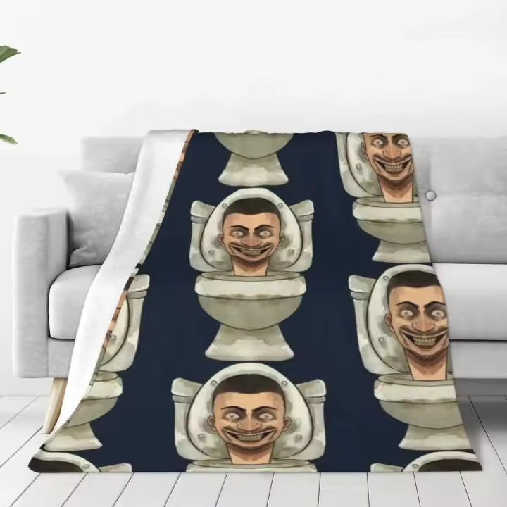 Manta De Punto Coral Suave Y Duradera Skibidi Toilet Para Sofa Y Camas Estilo De Televisión Novedosa Para Otoño Y Viajes - 1