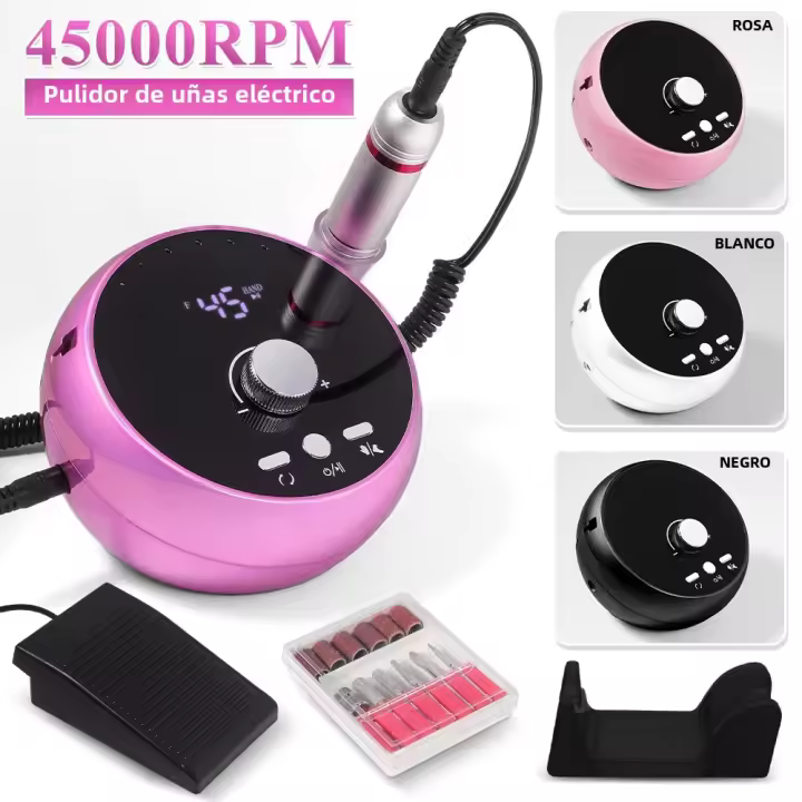 Máquina De Manicura Profesional 45000RPM Enchufe Eléctrico Ambar Rosa Morado Para Uñas Eliminador De Cutícula Gel - 1