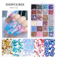 Kit De 3500 Piezas De Rhinestones De Colores Y Brillo Para Uñas Con Fondo Plano Resina Redonda Accesorios Para Decoración De Arte De Uñas DIY - details 3