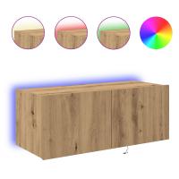 Mueble de TV vidaXL con luces LED Roble Artesanal 80x35x31 cm - details 2