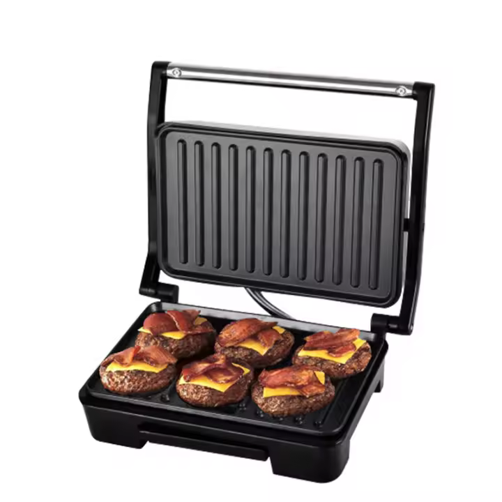 Parrilla a presión,Sandwichera de 750 W,se abre 180 grados,se adapta a alimentos de cualquier tamaño,Parrilla eléctrica 3 en 1 - 1