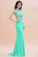 Vestido De Noche Sirena Con Encaje Y Aplicaciones Verde Con Broches Sin Mangas Formal Para Fiesta De Baile Y Premiaciones Vestido Largo De Fiesta - details 10