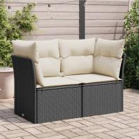 vidaXL Sofá de jardín con cojines 2 plazas ratán sintético en color Gris claro/Beige/Negro y más | acolchados duraderos para sofás de jardín terraza exterior - details 6