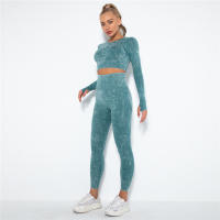 SSITO Conjunto de Yoga sin Costura para Mujer, trajes Deportivos para Fitness, ropa de Gimnasio, Top Short de manga Largo, camisas, Mallas para Corver High, pantalones de entrenamiento - details 23