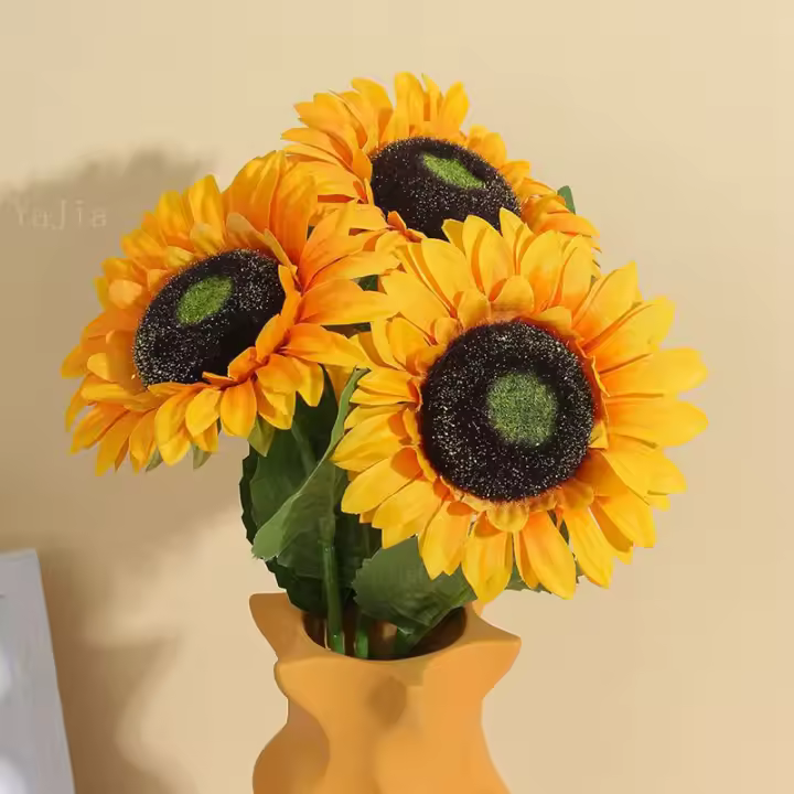 1/3/5Pcs Bouquet De Flores Artificiales De Girasol Para Decoración De Hogar Fiesta De Boda Regalo De Día De La Madre Ornamento De Jardín Material Seda - 1