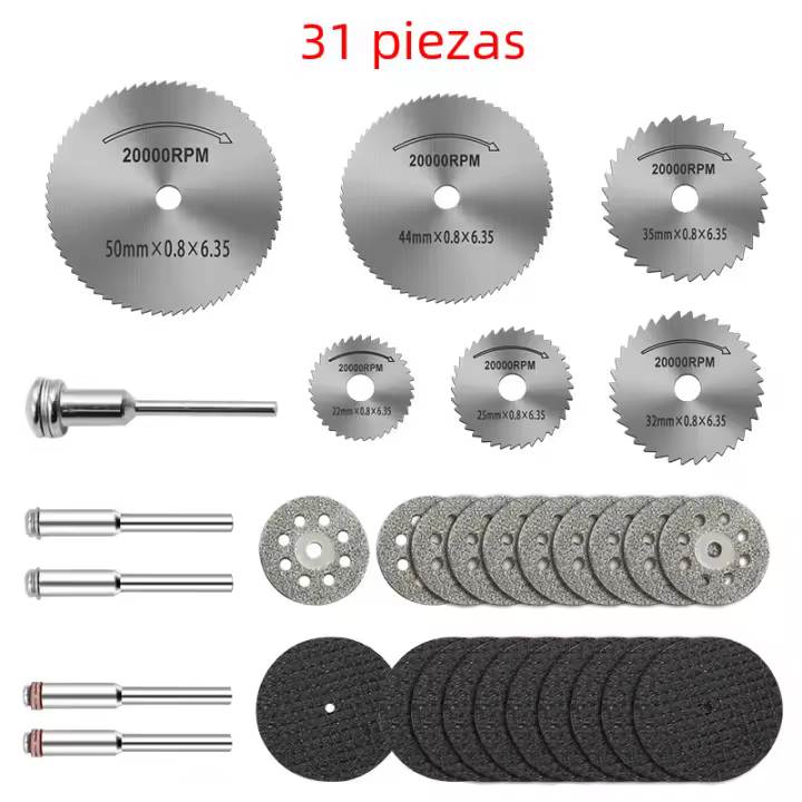 31pc Discos De Corte Diamantados Para Madera Y Metal Herramientas De Trabajo Rotativas Accesorios Para Broca Dremel Circular - 1