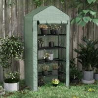 Outsunny Invernadero de Jardín de 5 Niveles Invernadero Resistente con 1 Puerta con Cremallera Anti-UV Diseño Ensanchado y Estantes para Cultivo de Plantas en Terraza Patio 90x49x193 cm - details 1