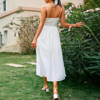 Vestido Largo Bohemio De Playa Para Mujer Estilo Casual Sin Mangas Transpirable Suelto Con Encaje Y Tirantes Solado Ancho Para Vacaciones Verano Tallas S-2XL - details 4