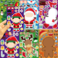 8 Hojas De Puzle De Navidad Con Pegatinas DIY Para Crear Tu Propio Santa Claus Juego De Rompecabezas Para Niños Decoración De Fiesta Infantil - details 0