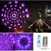 Decoración De Halloween Con Telas De Araña Luminosas 70 LED Colores Naranja Y Morado Para Exterior E Interior - details 7
