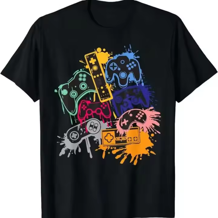 Camiseta De Hombre Con Estampado De Consola De Juegos Cuello Redondo Manga Corta Moda Verano Deportiva Cómoda Y Versátil Protección Solar Transpirable Secado Rápido Stretchable - 1