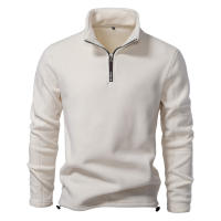 Nuevo estilo de otoño e invierno para hombre, sudadera de manga larga con media cremallera y cuello alto, cuello alto, top de forro polar para hombre moderno y versátil - details 14