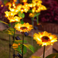 Lámparas Solares De Jardín Con 3 Cabezas Luz De Noche Exterior Impermeable LED Estilo Girasol Para Decoración De Hogar Y Paisaje - details 4