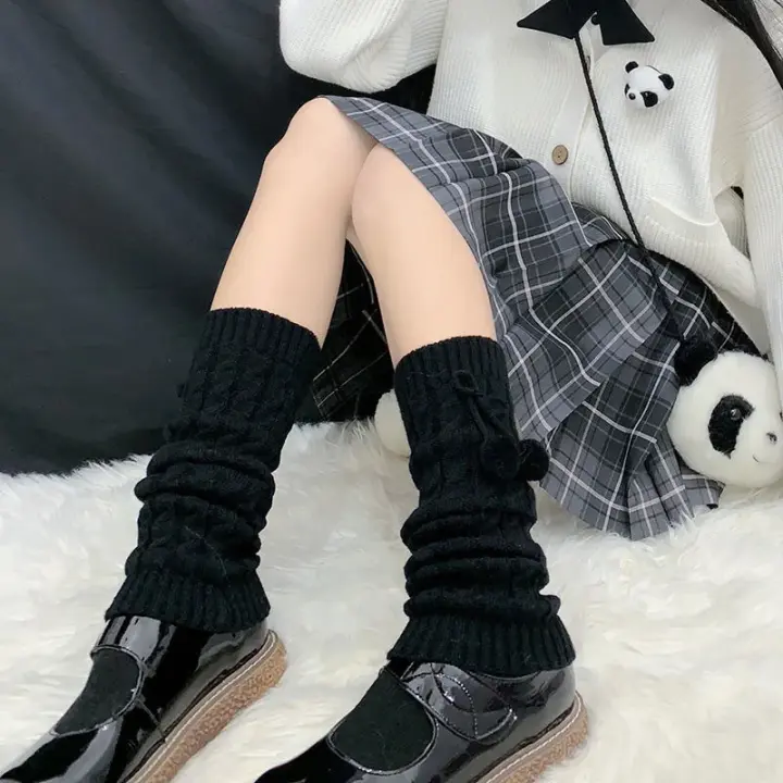Calcetines Calientes De Lana Japonesa Estilo Invierno Para Mujer Con Bolas Tejidos a Mano Cubiertas Para Piernas Y Pies - 1