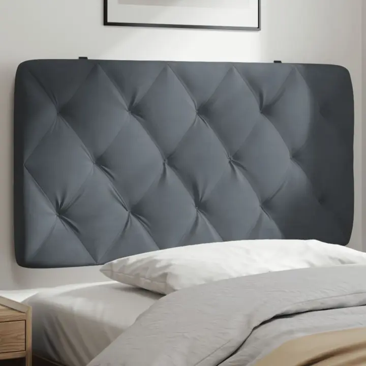 Cabecero de cama acolchado terciopelo gris oscuro 100 cm - 1