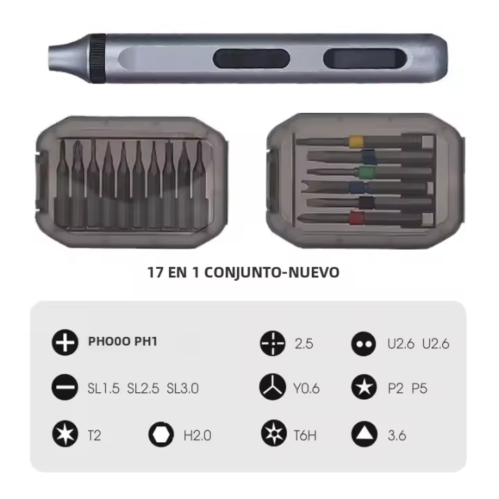 Kit De Destornillador Eléctrico De Precisión 52 En 1 Con 48 Brocas Magnéticas LED Herramienta De Reparación Sin Cable Para Cámara PC iPhone Reloj - 1