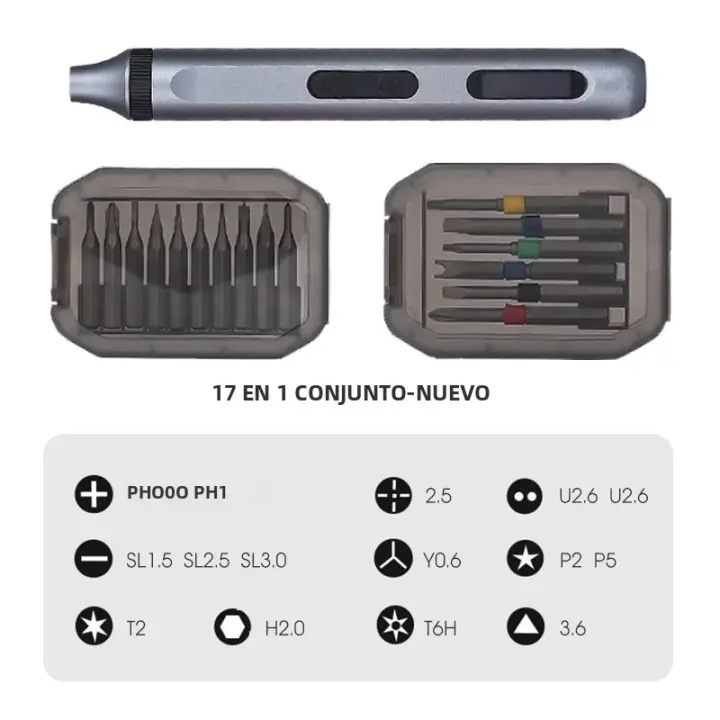 Kit De Destornillador Eléctrico De Precisión 52 En 1 Con 48 Brocas Magnéticas LED Herramienta De Reparación Sin Cable Para Cámara PC iPhone Reloj - 1