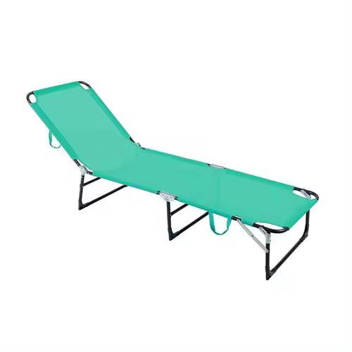 Cama plegable  en acero gris y texaline turquesa - 1