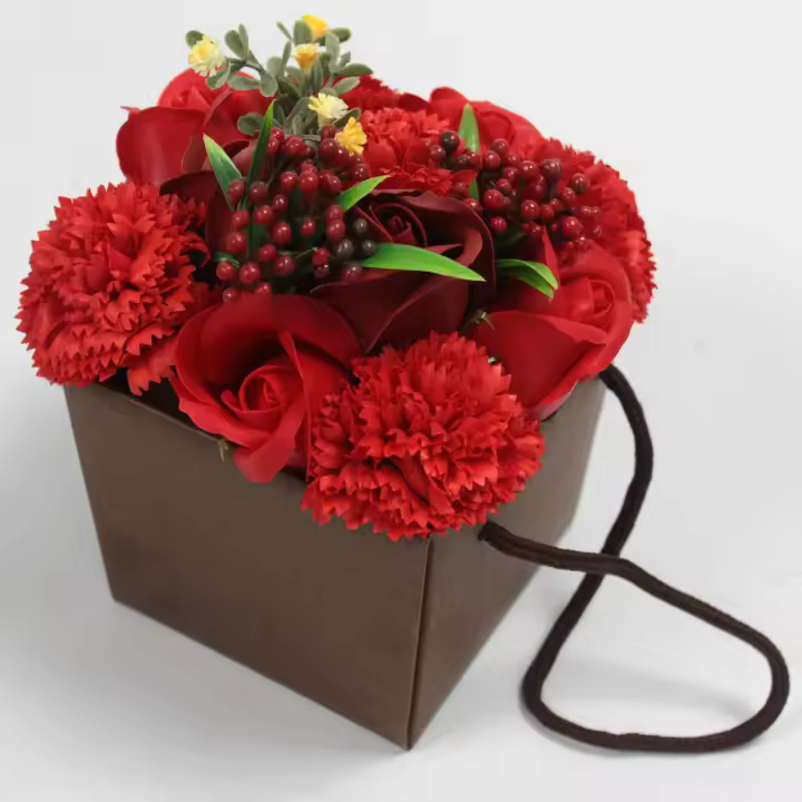 Bouquet Flores Jabón-Rosas Rojas y clavel - 1