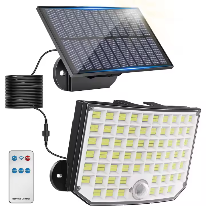 Luces solares de seguridad Sensor de movimiento al aire libre 256 LED 3 modos Luces solares Jardín al aire libre IP65 Impermeable Ángulo de iluminación de 180 ° Luz de pared solar al aire libre - 1