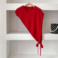 Chal Triangular Asimétrico Para Mujer Primavera Verano Moda Versátil Acompaña Trajes Suéter De Lana Corto Capa Con Abertura Casual - details 2