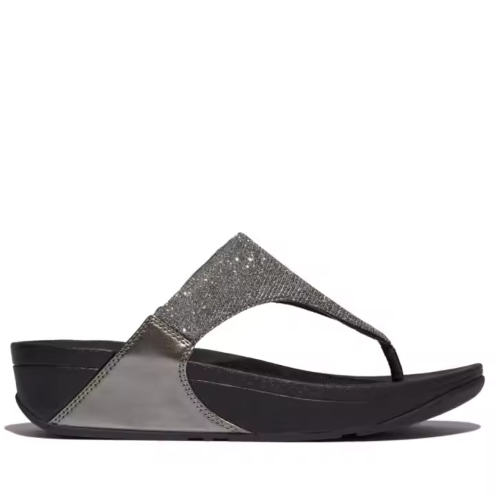 Cómoda  Cómoda chancla mujer FITFLOP LULU SHIMMERlux TOE-POST entre dedos en suave tejido plata. Tecnología entresuela Microwobbleboard, que ayuda a difundir la presión Altura Tacón bajo (3-5 cm) Referencia FZ7-054-PEWTER - 1