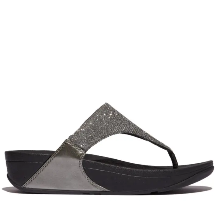 Cómoda  Cómoda chancla mujer FITFLOP LULU SHIMMERlux TOE-POST entre dedos en suave tejido plata. Tecnología entresuela Microwobbleboard, que ayuda a difundir la presión Altura Tacón bajo (3-5 cm) Referencia FZ7-054-PEWTER - 1