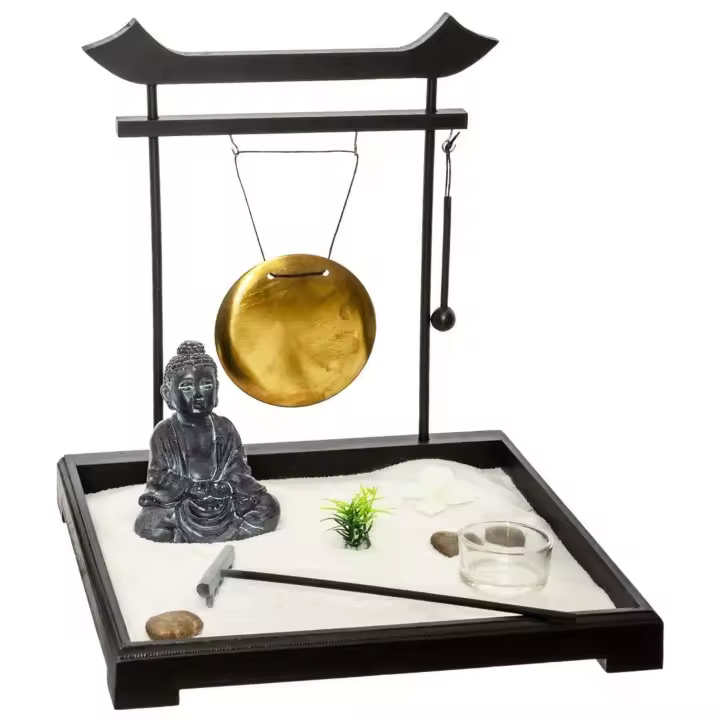 Atmosphera Jardín Zen Tori con PIEDRAS, PORTA VELAS, GONG y ARENA para Meditación y Decoración - 1