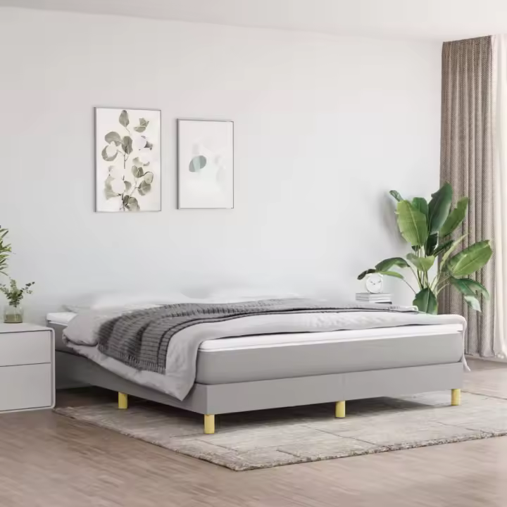 Cama sin colchón tela gris claro 160x200 cm - 1