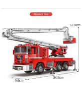 MOC Technical City Ladder Firetruck Building Blocks Set Policiales Con Camión De Agua Para Niños Juguetes De Bloques De Construcción - details 8