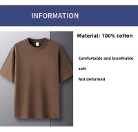Camiseta De Algodón Puro 100% Para Hombre Manga Corta Verano Moda Casual Color Sólido Cuello Redondo Top Amplio Para Pareja - details 7