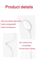 Lámpara Portátil De Lectura Con 18 LEDs Protección Ocular USB Direct Plug Para Dormitorio Y Estudio Luz Nocturna Disponible - details 3