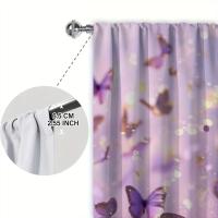 2pcs Cortina De Pintura De Mariposa Morada Para Decoración Del Hogar Tratamiento De Ventana Para Dormitorio Oficina Cocina Sala De Estar Con Bolso De Percha - details 9