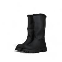 Botas de Lluvia forrado de pelo con plataforma jf9891 Beige y Negro - details 2