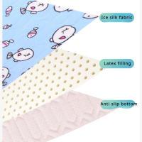 Almohadilla De Látex Para Mascotas En Verano Con Patrón De Dibujos Animados Refrescante Para Perros Y Gatos Sillón Sofá Matriz De Algodón Tela Transpirable Para Descanso - details 10