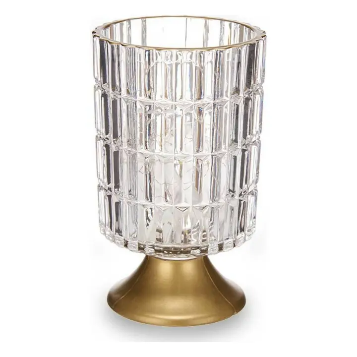 Farol LED Metal Dorado Transparente Vidrio (10,7 x 18 x 10,7 cm) - 1