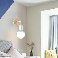 Lámpara De Pared E27 Madera Hierro Para Dormitorio Luz De Lectura Nórdica Sconce De Fondo Aisles Luz De Lectura Wooden Bedside - details 6