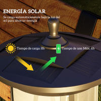 Outsunny Farola Solar Luz Solar de Exterior con Panel Solar Encendido y Apagado Automático IP44 para Terraza Patio 17x17x127 cm Negro - details 0