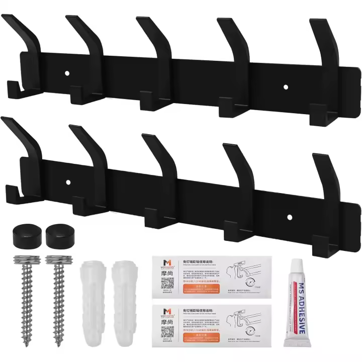 Colgadores, Perchas Colgador Ropa Negras, Pcha para Abrigos, para Entrada, Recibidor, Dormitorio, Cocina, Baño, para Ropa Abrigos Mochilas Toalla - 1