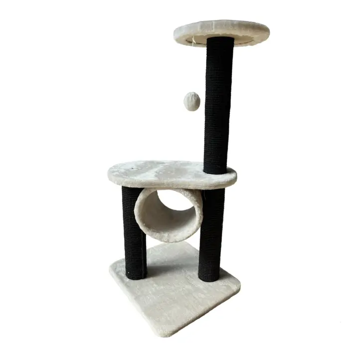 COTTECOTA-Árbol para Gatos Moderno y Poste Alto para Arañar Montado 46x41x96cm Plataformas Modernas y Neutrales Torre de Árbol Dos Niveles Poste Rascador para Gatos de Interior, con Percha Súper Acogedora para Gatos Bola Colgante Interactiva - 1