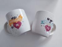 JUEGO DE DOS TAZAS IDEAL PARA SAN VALENTIN,TAZAS CON FRASE ...ME ENAMORARIA DE MI...SI YO FUERA TU - details 0