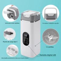 Batidor De Frutas Portátil 420ML 12 Hojas Recargable USB Mezclador De Smoothies 2 En 1 Botella De Cocina Herramienta De Alimentos - details 9